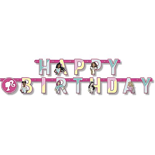 Unique Barbie Happy Birthday Jointed Banner, 6.5
