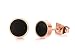 Produktbild Vnox Damen Girl's Edelstahl runde schwarze Enamel Ohrstecker Rose Gold