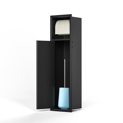 Bernkot Toilettenpapierhalter Unterputz Edelstahl, Unterputz WC Schrankmodul Klopapier aufbewahrung,Badezimmerschrank mit Toilettenpapierhalter Halterung, 63×15cm,Schwarz