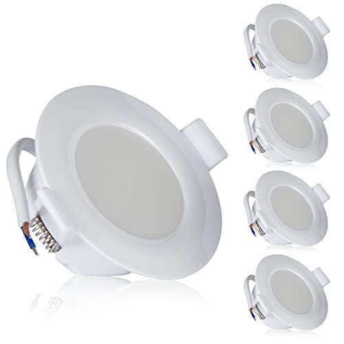 TEVEA - IP44 LED Spot Encastrable | Aussi pour Salle de Bains | 4W 230V | Lot de 5 Spots (Blanc Neutre)