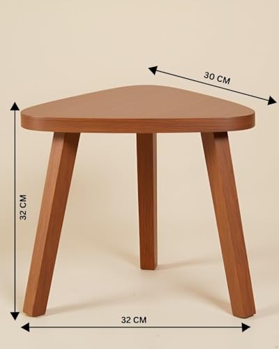 Image of SBF Furniture Mini Triangle Side Table, 32 cm, Matte Finish, Modern Minimalist Design, 3 Angled Legs (3P Brown)