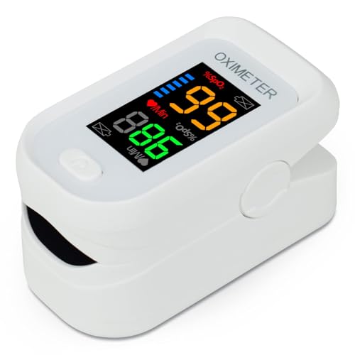 Pulse Oximeter Fingertip Blood Oxygen Saturation Monitor, Oximeter Finger Pulse Oximeter, LED Portable Oximeter with Lanyard [Sports & Aviation Use Only]