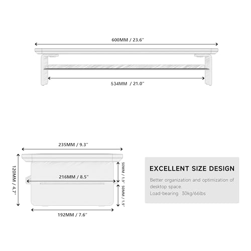 Support écran PC acrylique pour bureau à la maison blanc 60cm - 3