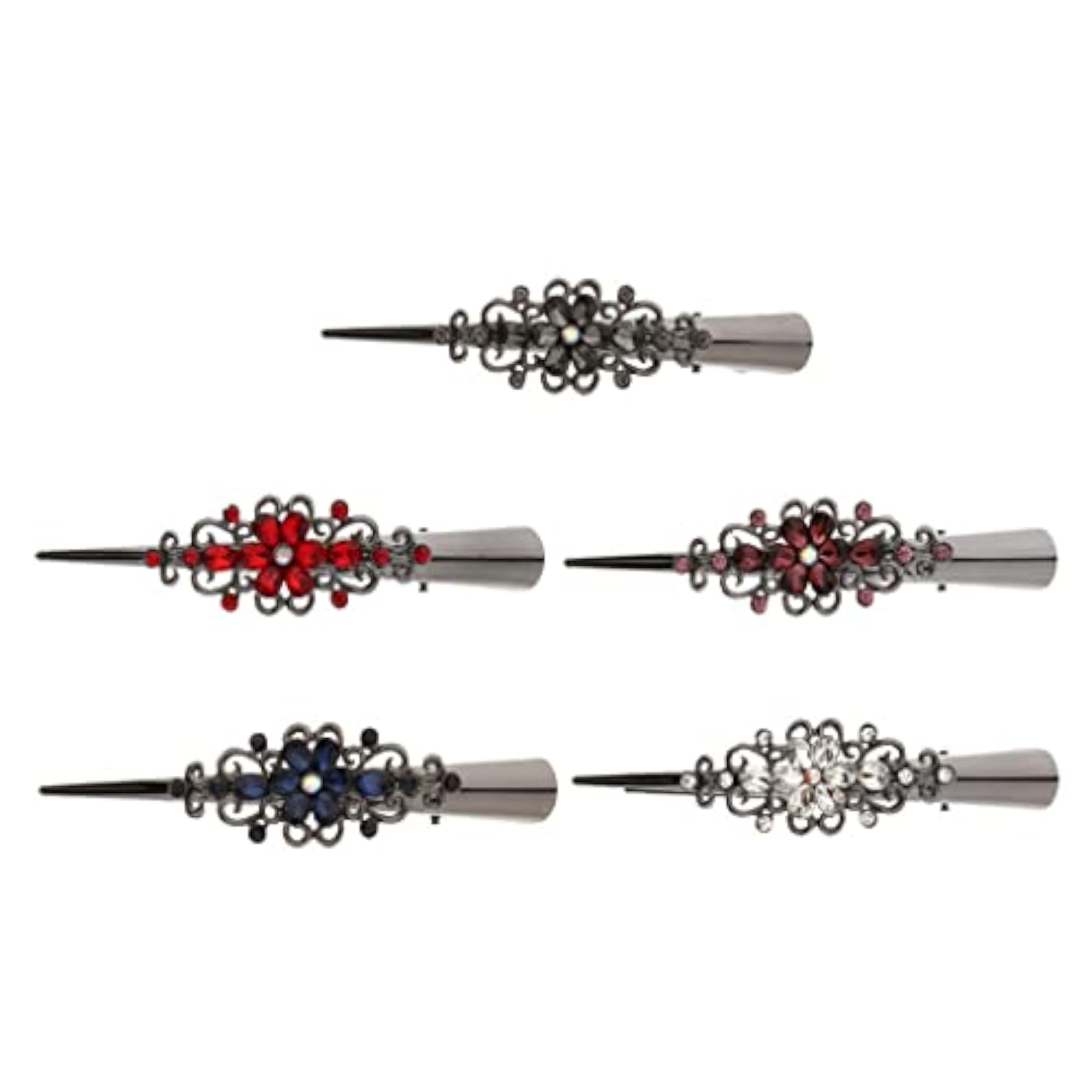5Pack Metal Rhinestone Hair Alligator Clips for Women