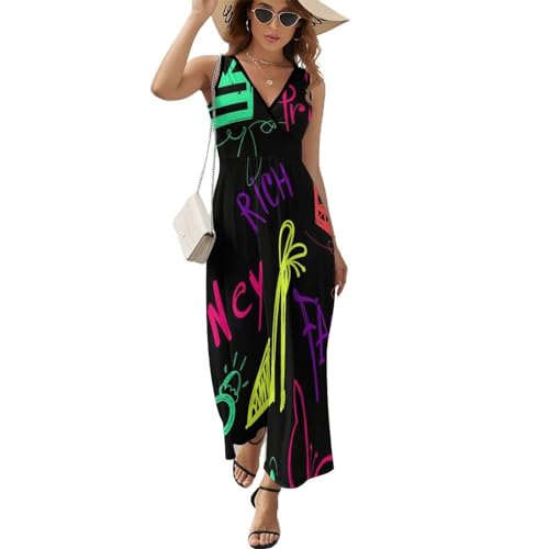 Robe longue d'été sans manches col V pour femmes, le style maxi décontracté incontournable.