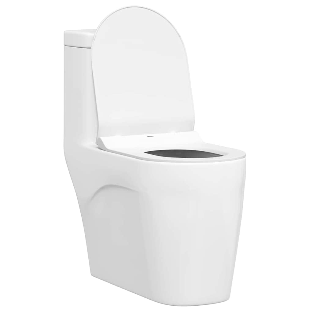 Verstellbarer Toilettensitz in Weiß aus Polypropylen 50 x 36,5 x 5 cm, für WC Klo Brille Ersatz Renovierung, mit Edelstahl Scharnieren und Montage