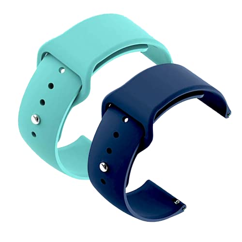 Image of YODI New Accessories Silicone 22MM Strap Belt Band for Smart Watch (Set of 2 Color) Combo Pack (Smart Watch NOT Included) (Light Green-Blue)