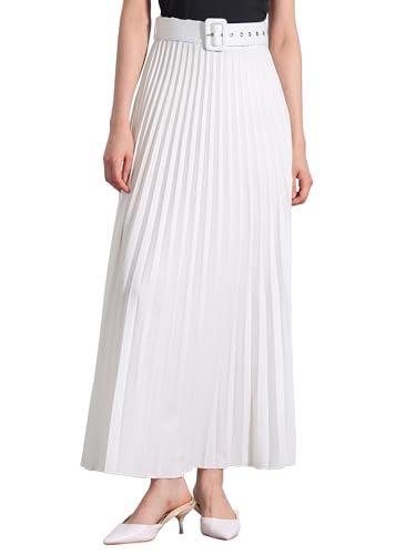 Jupe longue plissée femme taille haute élastique coupe évasée maxi fluide