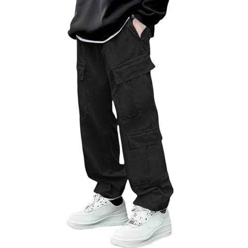 Casual Cargo Work Pants for Men Baggy Athletic Drawstring Elastic Waist Cargo Sweatpants Streetwear with Multi-Pockets