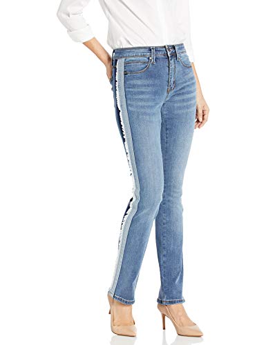 Lola Jeans Women's Plus Size Kate Straight, Stripe Medium Blue, 36