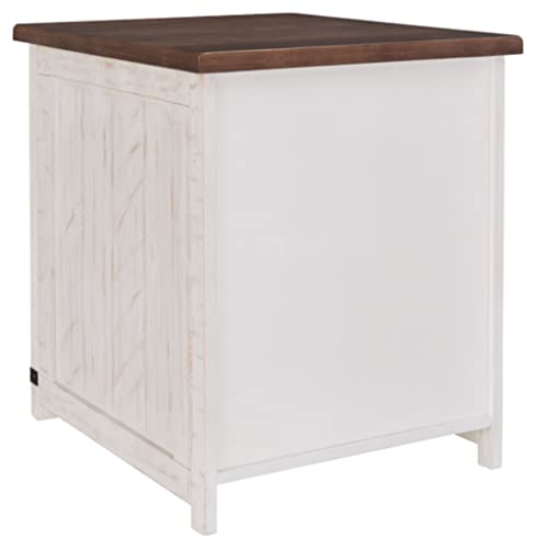 Signature Design By Ashley Wystfield Rustic Farmhouse End Table, White & Brown #TOP5
