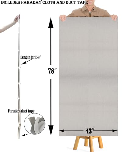 Image of Faraday Fabric 43 inch Wx79 inch L Faraday Duct Tape 158 inch L Military Grade Conductive Material Shielding Cloth-Ideal for EMP and RFID Proof and Signal Blocking from Cellular, WiFi, Bluetooth, EMI,GPS...