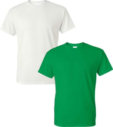 T-shirt homme Gildan DryBlend Blanc/Irish en taille XL confortable