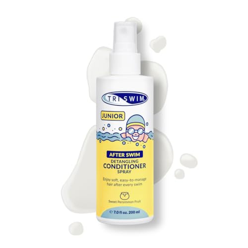TRISWIM Junior After Swim - Acondicionador desenredante en aerosol para niños, protege y repara el cabello dañado por cloro, productos químicos de piscina y agua salada, desenredante de cabello
