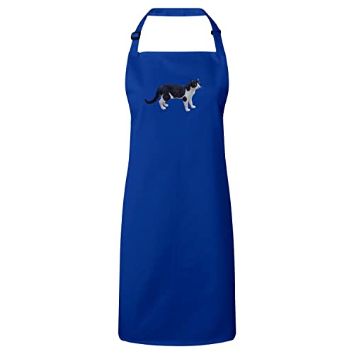 Tablier cuisine bleu chat mignon réglable anti-tache pour homme et femme