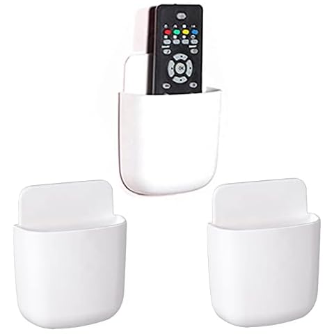 3 Pcs Xiaowenmy Remote Control Holder, White Wall-Mounted Universal Remote Control Holder, For Home Office School, Remote Pencil, Phone Charging (self-adhesive) Cover