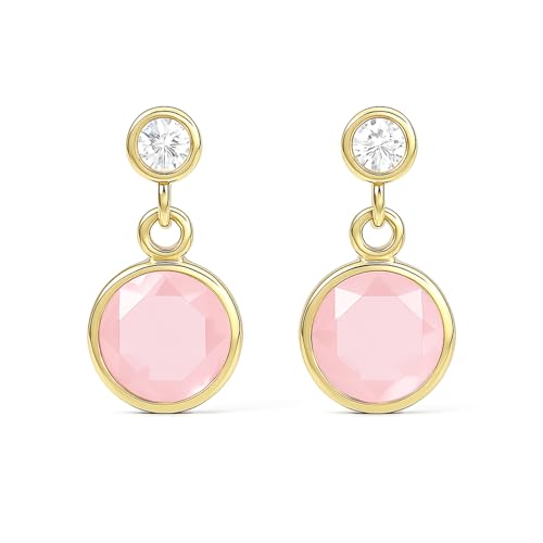 Boucles d'oreilles goutte or jaune 9 ct cristaux roses et oxydes de zirconium