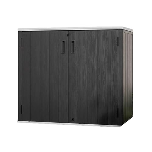 qingshenyi 大容量ロッカー 可動棚付きで高さ自由調整可能 両開きドア全開しやすく ガーデンツールキャンプ用品収納に最適 頑丈設計 屋内屋外対応 大型倉庫 (ショート(棚板なし),ブラック)