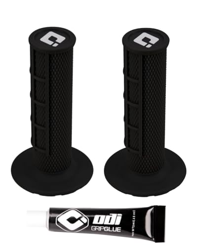 ODI Dirtbike Grips MX Half Waffle Grip Set with Glue Choose Your Color (Black)