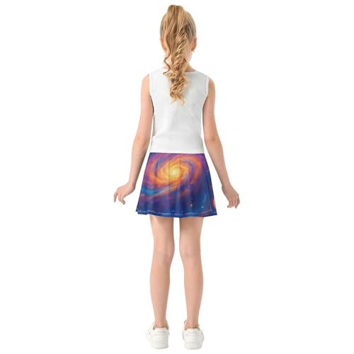 Joisal Vivid Cosmic Scene Colorful Planets Girls' Shorts Athletic Skorts Tennis Skirts for Kids Personalized Girl Skort 3t4