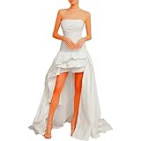 Women’S High-Low Wedding Dress|Strapless Bridal Gown with Short Front and Long Back|Ideal for Fashion Wedding Cream