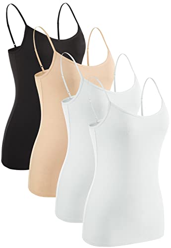 Rosyline 4 Piece Women Camisole Basic Undershirt Adjustable Spaghetti Strap Tank Top