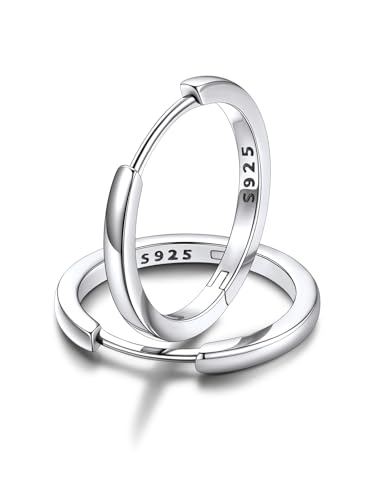 Image of FaithHeart Silver Earrings Women 925 Sterling Silver Hoop Earring 16mm Dainty Small Earring for Woman Young Lady