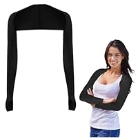 RT 1 pièce Châle pour les bras, Refroidissement, Manche femme, Avec trous pour les doigts, solaire anti-UV respirante, Boléro/haussement d'épaules, Golf, Vetement anti UV, Manches pour dames (Noir)