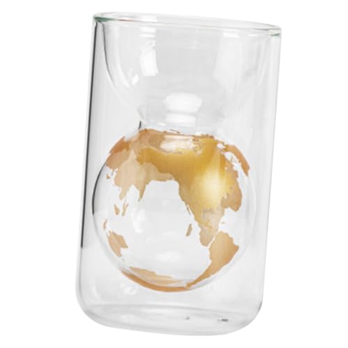 EXAOMBLE ダブルウォールグラスカップ 創意地球儀デザイン 耐熱二重構造 防?コーヒー対応 家用飲料マグカップ