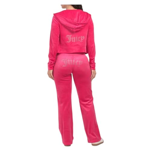 Juicy Couture Womens Bling Velour Tracksuit (US Alpha Large Regular Regular Vixen Pink)
