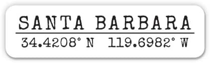 Santa Barbara California - City Coordinates - Vinyl Sticker (7 Wide)
