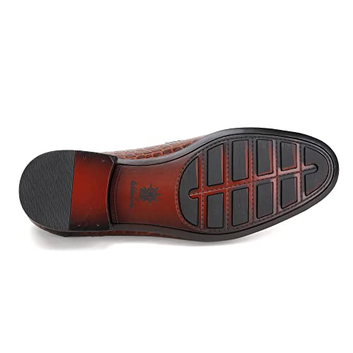 Image of Premium Dress Shoes for Men, Classic Alligator Printed Business Leather Dress Slip on Loafer Shoes for Mens