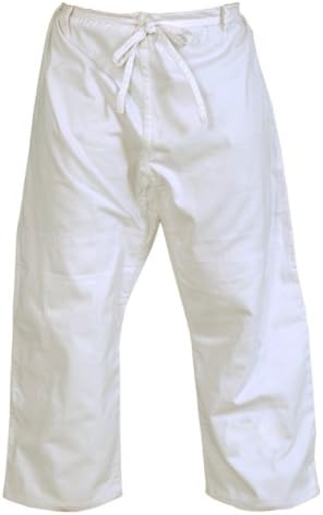 Brazilian Jiu Jitsu BJJ Pants White Cotton Twill Size 8-A6 Fighting Pants, Training Pants, Pre-Shrunk, Ultra Light Weight Fabric, Soft Fabric Pants