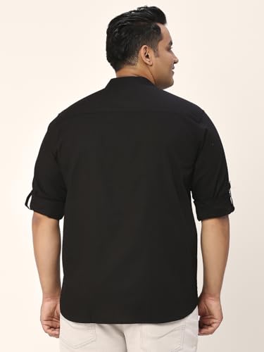 Image of Thomas Scott Mens | Full Sleeve | Solid Plain Color | Regular Fit | Plus Size | 100% Cotton | Mandarin Collar | Casual | Shirt