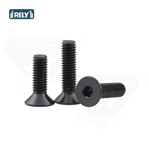 Image of Rely⇒VP INDUSTRIES (Pcs-25) M6X30 mm CSK Allen Head Screw High Tensile 10.9 Grad | Countersunk Allen Head Bolt with Allen Key 1 pc Free | Allen CSK Head Screw High Tensile Alloy Steel Black