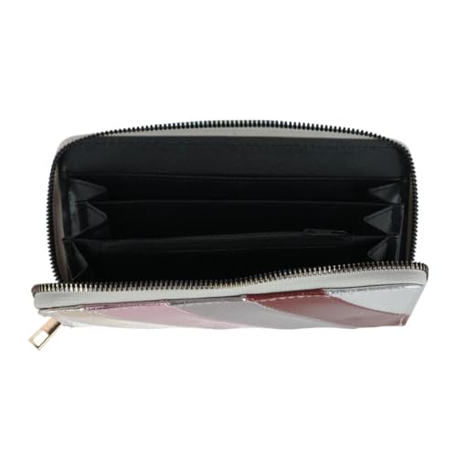 CTM Women's Vegan Leather Rainbow Striped Wallet, Silver Stripes2