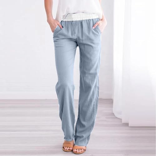 Straight Leg Pants for Women Dressy Casual 2024 Elastic High Waist Sweatpants Long Lounge Pant Trousers with Pockets2