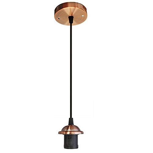 LintaiHousewares Industrial Cable Cable Plug Vintage Lampe de suspension (Copper)