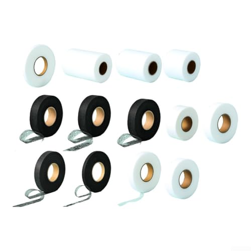 Ruban adhésif double face en tissu non tissé idéal pour la couture, les ourlets et la fixation de couches de tissu Blanc 10 cm