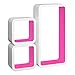 Laneetal Étagère Murale Lot de 3 CD étagère en Bois,étagère Cube étagère Suspendue Blanc Rose