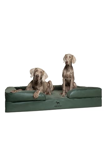 Image of NOAH & PAW Giant Dog Bed XXL, 55x45x11 Inch, Orthopedic Dog Beds, Eggshell Memory Foam Infused with Cooling Gel, Inner Cover, Water Resistant, Machine Washable (Faux Leather)