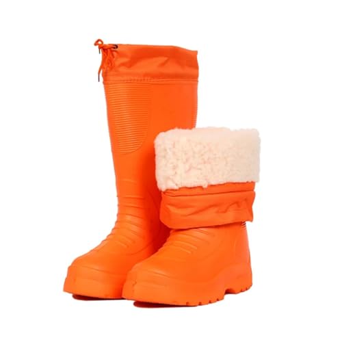 CLSQLXYJZC Mens Winter Warm Rubber Boots, Men High Barrel Waterproof Anti Slip Warm Fur Interior Rain Shoes, Outdoor Snow Rain Garden Durable Field Boots, for Farming, Hunting, Lawn Work