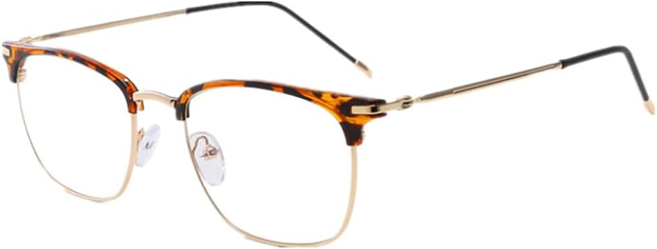 Vintage Retro Half Frame Horn Rimmed Optics 43mm Clear Lens Glasses