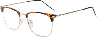 Shiratori Vintage Retro Half Frame Horn Rimmed Optics 43mm Clear Lens Glasses