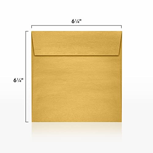 Lux Paper Square Invitation Envelopes For 6 1/4 X 6 1/4 Cards In 80 Lb. Gold Metallic, Printable Envelopes For Invitations, With Peel & Press Seal, 50 Pack, Envelope Size 6 1/2 X 6 1/2 (Gold) #TOP15