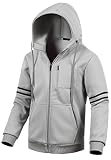 Chrisuno Mens Slim Fit Solid Color Hooded Full Zip Sweatshirt Active Fleece Hoodie Sports Wear Coat