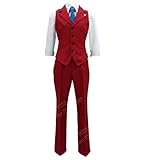 Suhero Apollo Justice Cosplay Costume Red Vest Suit Outfit Halloween Christmas Costumes Full Set (Male L)