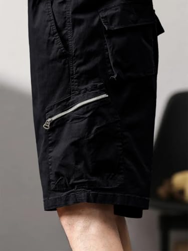 Image of Leriya Fashion Men's Cotton Cargo Shorts with Elastic Drawstring Waist | Multiple Utility Pockets & Zipper Side Pocket | Summer Shorts for Daily Outfits, Hiking, Trekking & Street Style