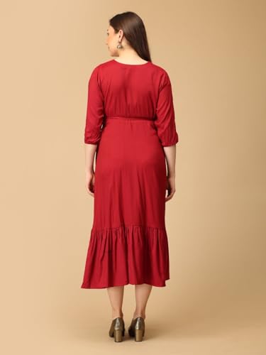 Image of The Mom Store Maternity and Nursing Wrap Dress for New Mom | Pre and Post Pregnancy Wear for Womens | Trendy Stylish Printed Friendly Dresses for Women | Comfortable