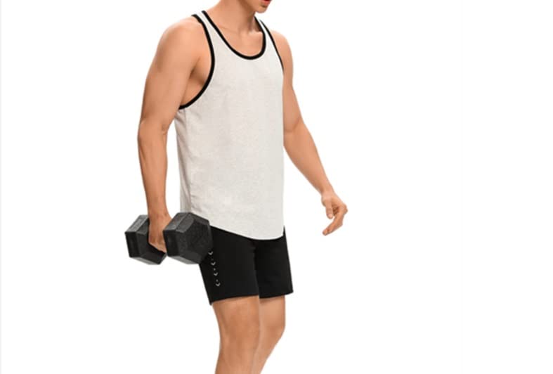Heren tankshirt atletisch mouwloos cirkelvormig gesneden katoenen hemd for training training basketbal tanktop (Color : Sky Blue, Size : 3XL) - Image 6